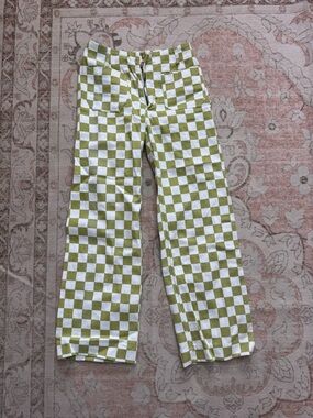Checkerboard Pants - Green and White